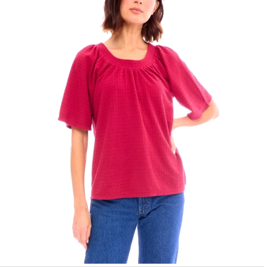 NWT B Collections by Bobeau Women's Flutter Sleeve Top Red Small